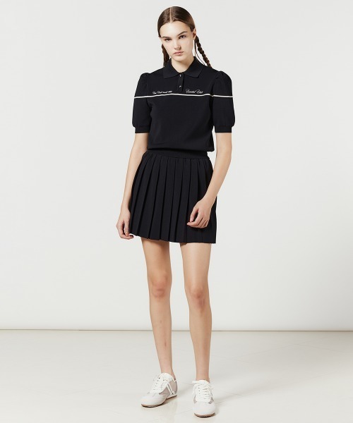DOUBLE STANDARD CLOTHING(ダブルスタンダードクロージング)の「パフスリーブニットポロ(ポロシャツ・レディース・ブラック/ホワイト×ネイビー・38/36)」の12枚目の写真