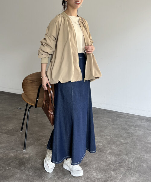 Chez toi（シェトワ）の「裾バルーンブルゾン（ブルゾン・レディース・ブラック/ベージュ/アイボリー・FREE）」の5枚目の写真