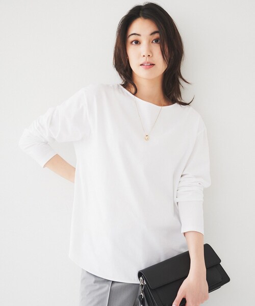 UNTITLED(アンタイトル)の「◆【着回し/首元スッキリ】ボートネック天竺プルオーバー(Tシャツ/カットソー・レディース・ホワイト系5/ホワイト・50/00/02/04/44/48)」の1枚目の写真