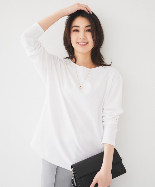 UNTITLED(アンタイトル)の「◆【着回し/首元スッキリ】ボートネック天竺プルオーバー(Tシャツ/カットソー・レディース・ホワイト系5/ホワイト・50/00/02/04/44/48)」の4枚目の写真