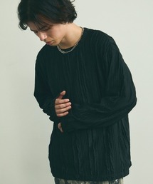 All over crinkle design long T-shirt / オールオーバークリンクルデザインロングTシャツ