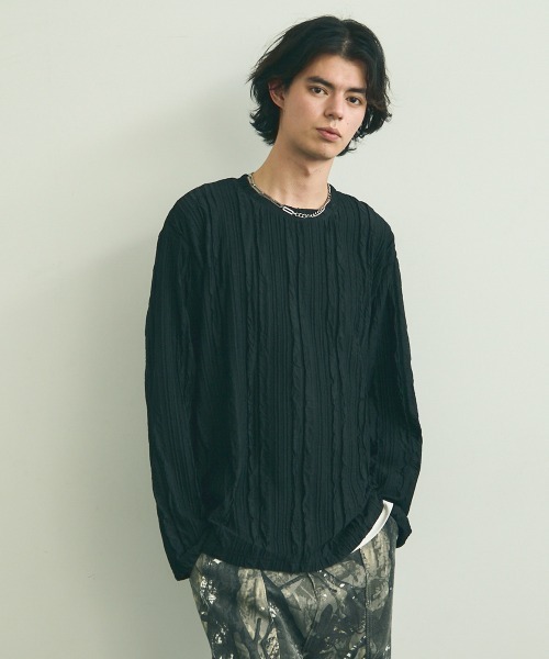 Shoowtime(ショウタイム)の「All over crinkle design long T-shirt / オールオーバークリンクルデザインロングTシャツ(Tシャツ/カットソー・メンズ・ブラウン/ホワイト/ブラック・MEDIUM/LARGE/X-LARGE)」の11枚目の写真