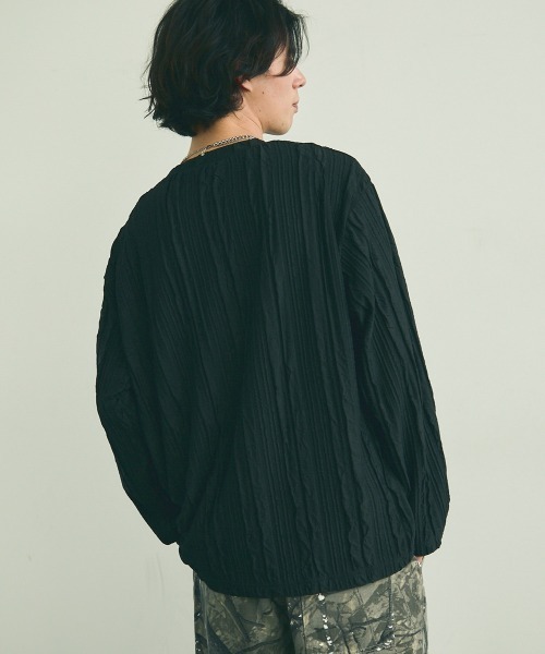 Shoowtime(ショウタイム)の「All over crinkle design long T-shirt / オールオーバークリンクルデザインロングTシャツ(Tシャツ/カットソー・メンズ・ブラウン/ホワイト/ブラック・MEDIUM/LARGE/X-LARGE)」の9枚目の写真