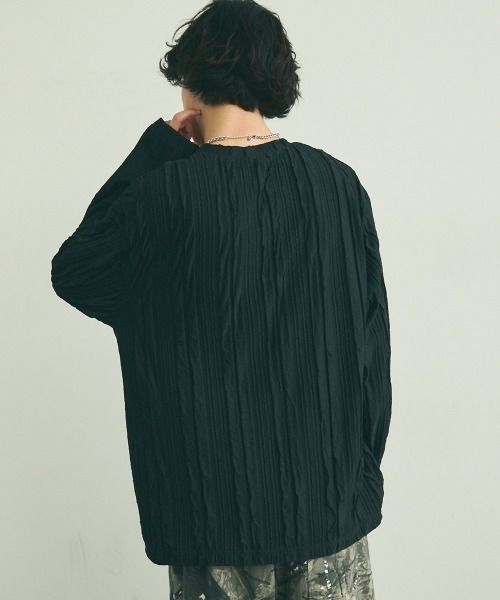 Shoowtime(ショウタイム)の「All over crinkle design long T-shirt / オールオーバークリンクルデザインロングTシャツ(Tシャツ/カットソー・メンズ・ブラウン/ホワイト/ブラック・MEDIUM/LARGE/X-LARGE)」の8枚目の写真