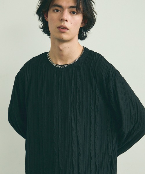 Shoowtime(ショウタイム)の「All over crinkle design long T-shirt / オールオーバークリンクルデザインロングTシャツ(Tシャツ/カットソー・メンズ・ブラウン/ホワイト/ブラック・MEDIUM/LARGE/X-LARGE)」の7枚目の写真