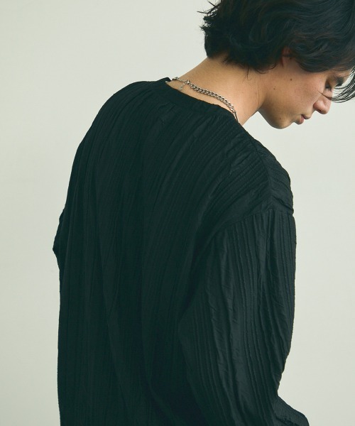 Shoowtime(ショウタイム)の「All over crinkle design long T-shirt / オールオーバークリンクルデザインロングTシャツ(Tシャツ/カットソー・メンズ・ブラウン/ホワイト/ブラック・MEDIUM/LARGE/X-LARGE)」の6枚目の写真