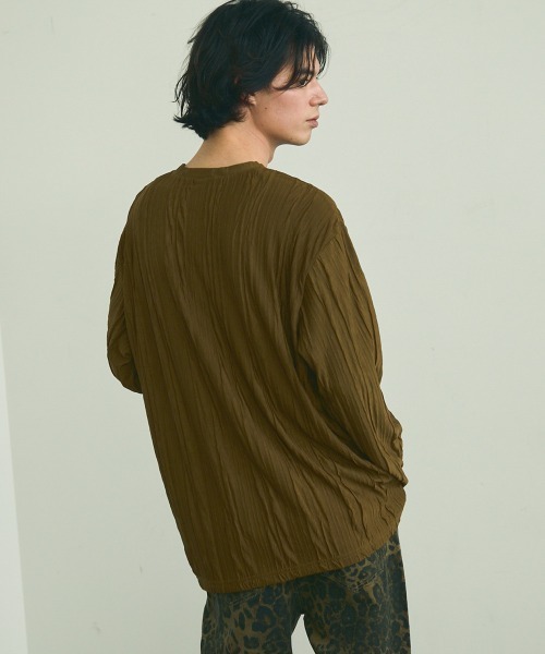 Shoowtime(ショウタイム)の「All over crinkle design long T-shirt / オールオーバークリンクルデザインロングTシャツ(Tシャツ/カットソー・メンズ・ブラウン/ホワイト/ブラック・MEDIUM/LARGE/X-LARGE)」の22枚目の写真