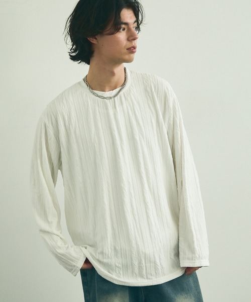 Shoowtime(ショウタイム)の「All over crinkle design long T-shirt / オールオーバークリンクルデザインロングTシャツ(Tシャツ/カットソー・メンズ・ブラウン/ホワイト/ブラック・MEDIUM/LARGE/X-LARGE)」の13枚目の写真