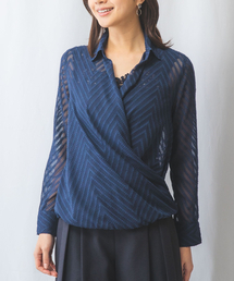 【NARACAMICIE】ジャガード長袖カシュクール