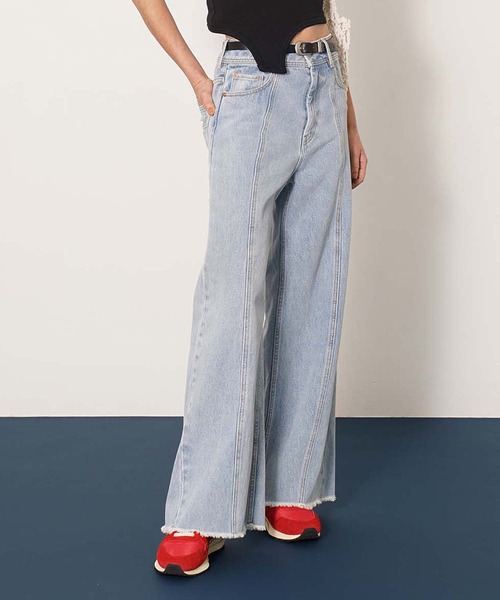 DISPATCHER NO.8（ディスパッチャーナンバーエイト）の「キリカエカーブデニム（デニムパンツ・レディース・ライトインディゴブルー/オフホワイト・L/M/S）」の2枚目の写真