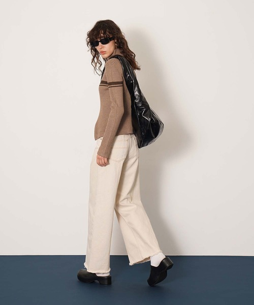 DISPATCHER NO.8（ディスパッチャーナンバーエイト）の「キリカエカーブデニム（デニムパンツ・レディース・ライトインディゴブルー/オフホワイト・L/M/S）」の5枚目の写真