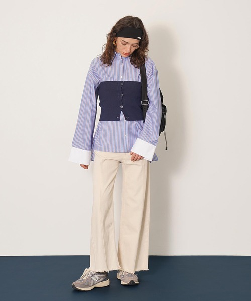 DISPATCHER NO.8（ディスパッチャーナンバーエイト）の「キリカエカーブデニム（デニムパンツ・レディース・ライトインディゴブルー/オフホワイト・L/M/S）」の11枚目の写真