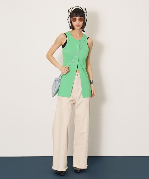 DISPATCHER NO.8（ディスパッチャーナンバーエイト）の「キリカエカーブデニム（デニムパンツ・レディース・ライトインディゴブルー/オフホワイト・L/M/S）」の21枚目の写真