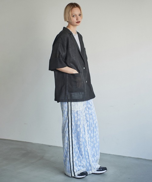 ROSE BUD(ローズバッド)の「ハーフスリーブシャツジャケット(シャツ/ブラウス・レディース・ベージュ/ブラック・ONE SIZE)」の5枚目の写真
