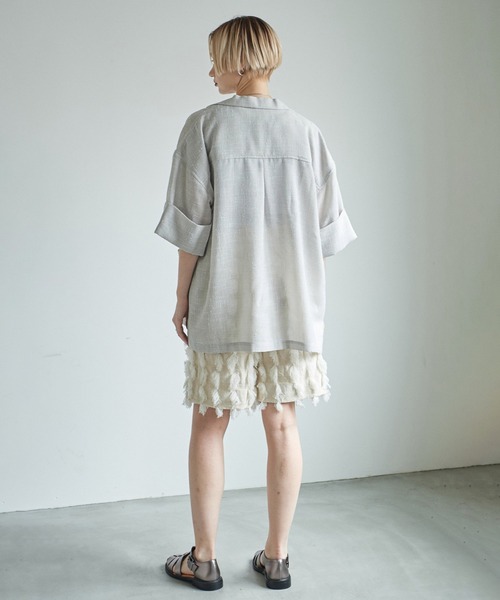 ROSE BUD(ローズバッド)の「ハーフスリーブシャツジャケット(シャツ/ブラウス・レディース・ベージュ/ブラック・ONE SIZE)」の14枚目の写真