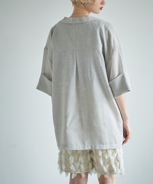 ROSE BUD(ローズバッド)の「ハーフスリーブシャツジャケット(シャツ/ブラウス・レディース・ベージュ/ブラック・ONE SIZE)」の17枚目の写真