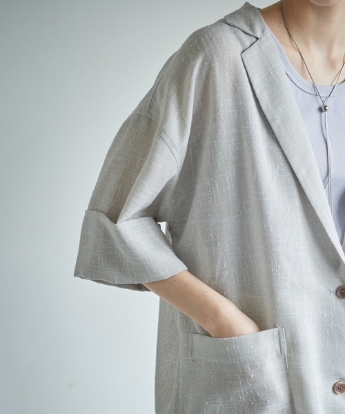ROSE BUD(ローズバッド)の「ハーフスリーブシャツジャケット(シャツ/ブラウス・レディース・ベージュ/ブラック・ONE SIZE)」の19枚目の写真