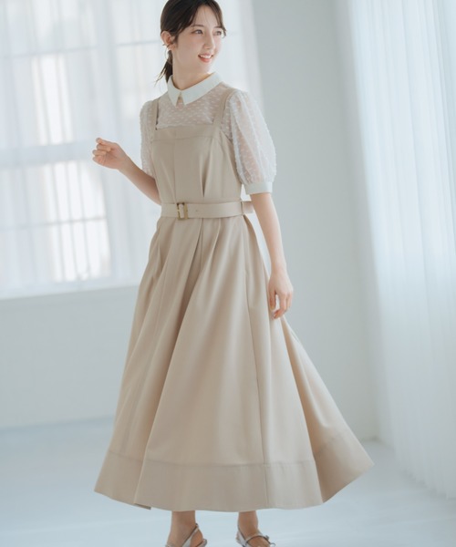 MISCH MASCH（ミッシュマッシュ）の「ベルト付きジャンスカ（ワンピース・レディース・ベージュ/ブルー/グレー・S/M）」の4枚目の写真