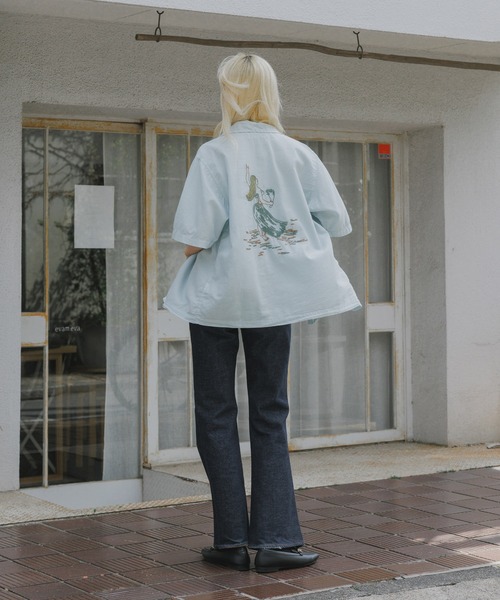 REMI RELIEF（レミレリーフ）リーフ柄インディゴアロハ半袖シャツＳ REMI RELIEF&frasl;レミレリーフ コットンシルク アロハシャツS&frasl;S(刺繍