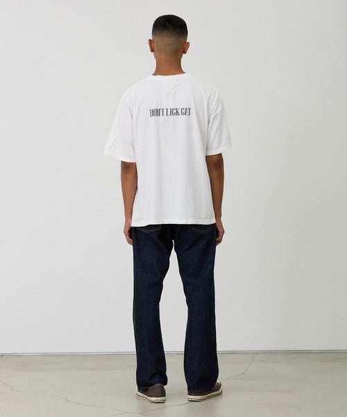 REMI RELIEF(レミレリーフ)の「REMI RELIEF/レミレリーフ HARD SP加工20/-天竺BIGサイズT(CAT) 半袖Tシャツ(Tシャツ/カットソー・メンズ・オフホワイト/ブラック・M/L/XL)」の7枚目の写真