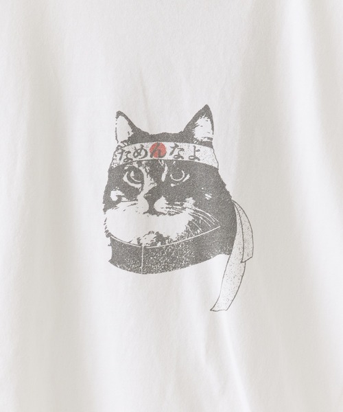 REMI RELIEF(レミレリーフ)の「REMI RELIEF/レミレリーフ HARD SP加工20/-天竺BIGサイズT(CAT) 半袖Tシャツ(Tシャツ/カットソー・メンズ・オフホワイト/ブラック・M/L/XL)」の9枚目の写真