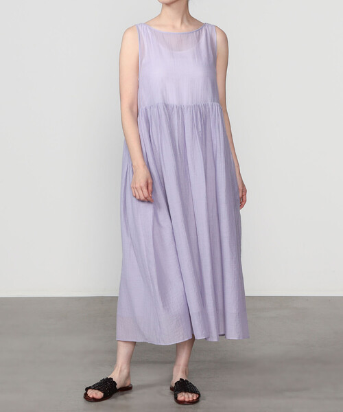 LE GLAZIK（ルグラジック）の「LE GLAZIK | シアー ギャザーワンピース WOMEN（ワンピース・レディース・ダークネイビー/ラベンダー/ブラック・36）」の8枚目の写真