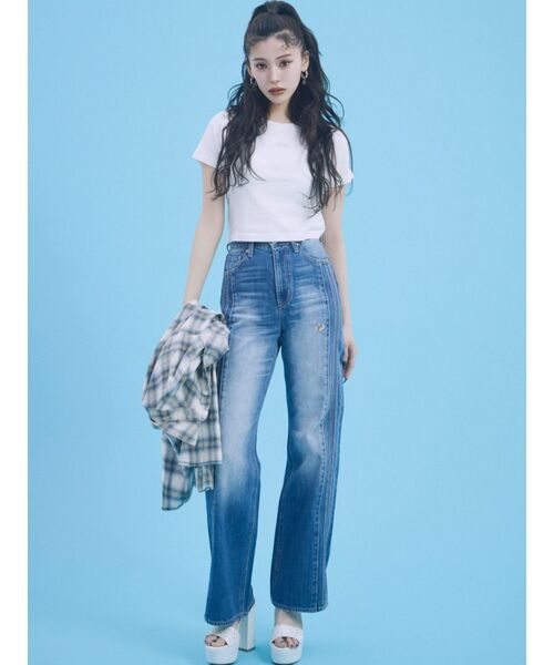 GYDA（ジェイダ）の「check fabric processingシャツ（シャツ/ブラウス・レディース・ピンク/チャコールグレー/オフホワイト/ブラック・FREE）」の7枚目の写真