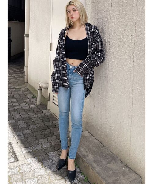 GYDA（ジェイダ）の「check fabric processingシャツ（シャツ/ブラウス・レディース・ピンク/チャコールグレー/オフホワイト/ブラック・FREE）」の10枚目の写真