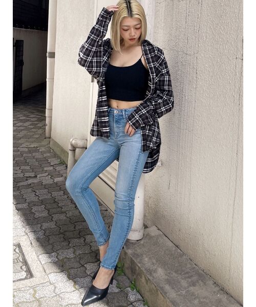 GYDA（ジェイダ）の「check fabric processingシャツ（シャツ/ブラウス・レディース・ピンク/チャコールグレー/オフホワイト/ブラック・FREE）」の11枚目の写真