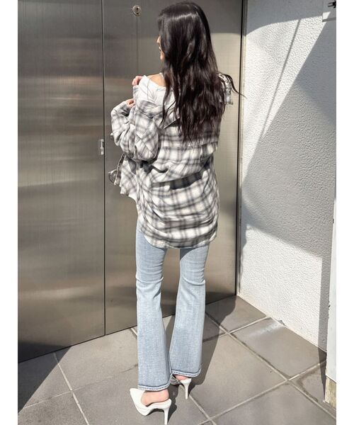 GYDA（ジェイダ）の「check fabric processingシャツ（シャツ/ブラウス・レディース・ピンク/チャコールグレー/オフホワイト/ブラック・FREE）」の21枚目の写真