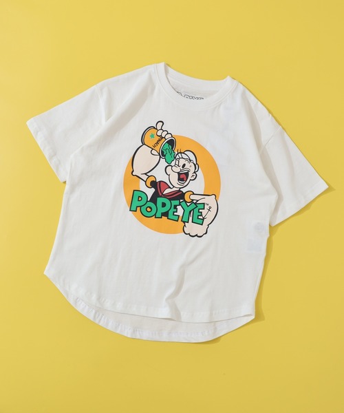 POPEYE(ポパイ)の「POPEYE ポパイオーバー半袖Tシャツ KIDS(Tシャツ/カットソー・キッズ・チャコール/杢グレー/オフホワイト/ブラック/ホワイト系1/ダークグリーン/ベージュ/ネイビー・160/150/140/130)」の3枚目の写真
