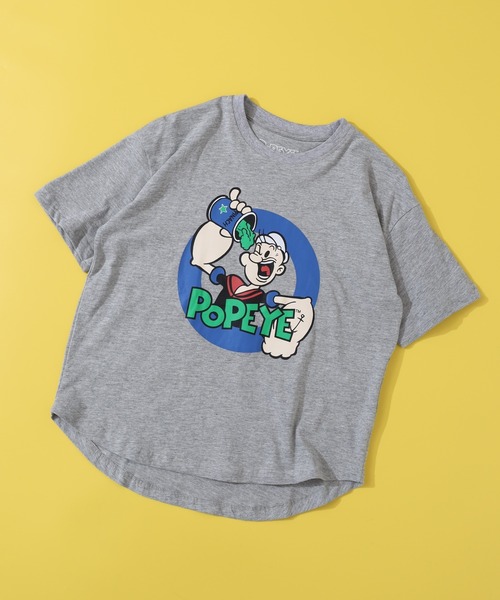 POPEYE(ポパイ)の「POPEYE ポパイオーバー半袖Tシャツ KIDS(Tシャツ/カットソー・キッズ・チャコール/杢グレー/オフホワイト/ブラック/ホワイト系1/ダークグリーン/ベージュ/ネイビー・160/150/140/130)」の1枚目の写真