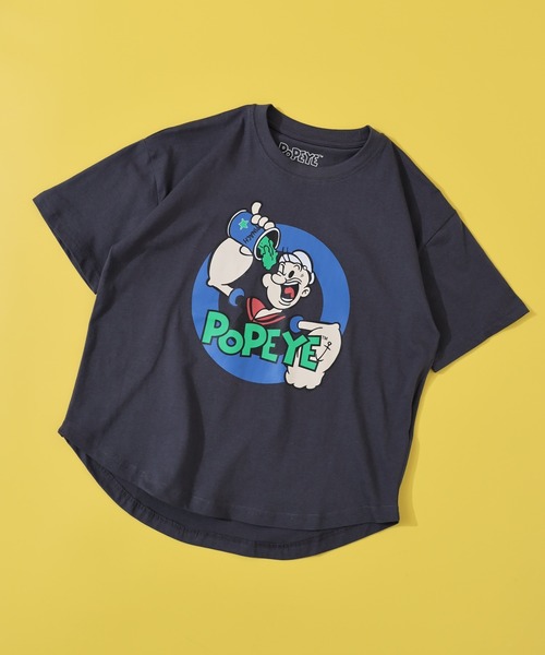 POPEYE(ポパイ)の「POPEYE ポパイオーバー半袖Tシャツ KIDS(Tシャツ/カットソー・キッズ・チャコール/杢グレー/オフホワイト/ブラック/ホワイト系1/ダークグリーン/ベージュ/ネイビー・160/150/140/130)」の5枚目の写真