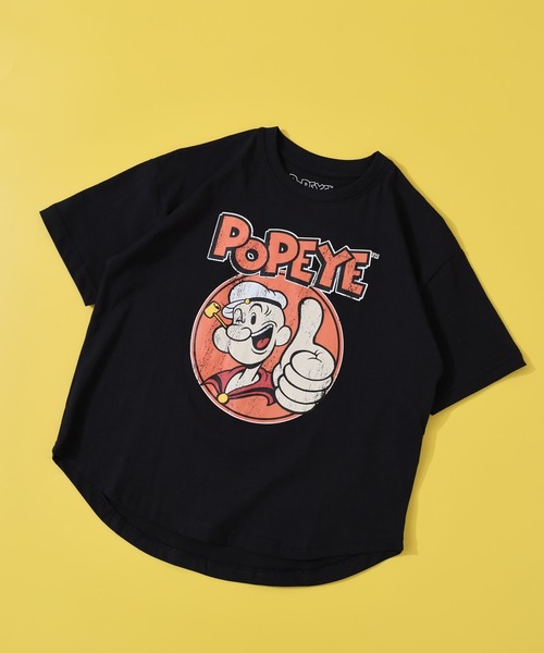 POPEYE(ポパイ)の「POPEYE ポパイオーバー半袖Tシャツ KIDS(Tシャツ/カットソー・キッズ・チャコール/杢グレー/オフホワイト/ブラック/ホワイト系1/ダークグリーン/ベージュ/ネイビー・160/150/140/130)」の4枚目の写真