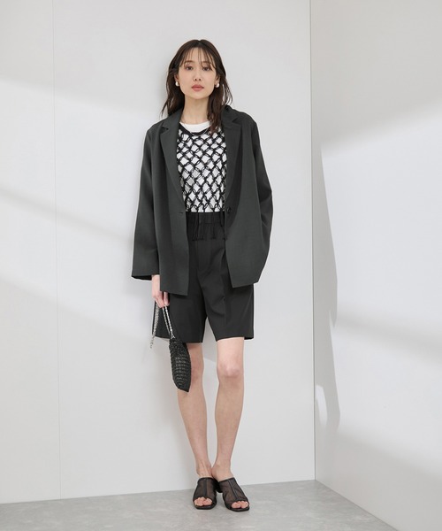 ROPE' PICNIC（ロペピクニック）の「【接触冷感・吸水速乾・防シワ】エフォートレスリラックスジャケット/通勤・セットアップ対応（テーラードジャケット・レディース・ベージュ/ライトグレー/チャコールグレー・38）」の8枚目の写真