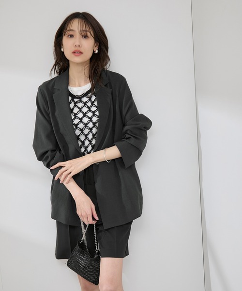 ROPE' PICNIC（ロペピクニック）の「【接触冷感・吸水速乾・防シワ】エフォートレスリラックスジャケット/通勤・セットアップ対応（テーラードジャケット・レディース・ベージュ/ライトグレー/チャコールグレー・38）」の9枚目の写真