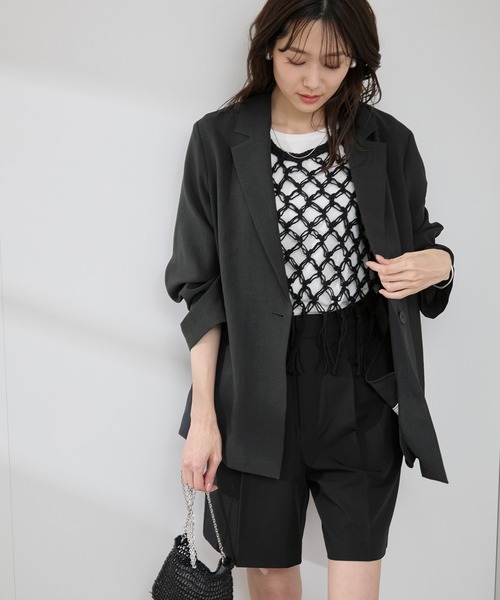 ROPE' PICNIC（ロペピクニック）の「【接触冷感・吸水速乾・防シワ】エフォートレスリラックスジャケット/通勤・セットアップ対応（テーラードジャケット・レディース・ベージュ/ライトグレー/チャコールグレー・38）」の15枚目の写真