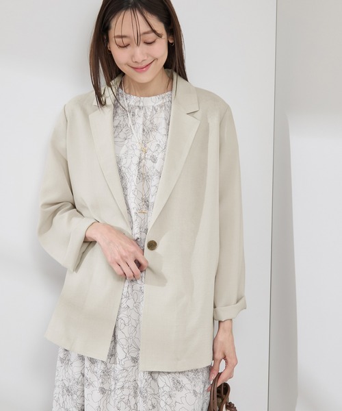 ROPE' PICNIC（ロペピクニック）の「【接触冷感・吸水速乾・防シワ】エフォートレスリラックスジャケット/通勤・セットアップ対応（テーラードジャケット・レディース・ベージュ/ライトグレー/チャコールグレー・38）」の5枚目の写真