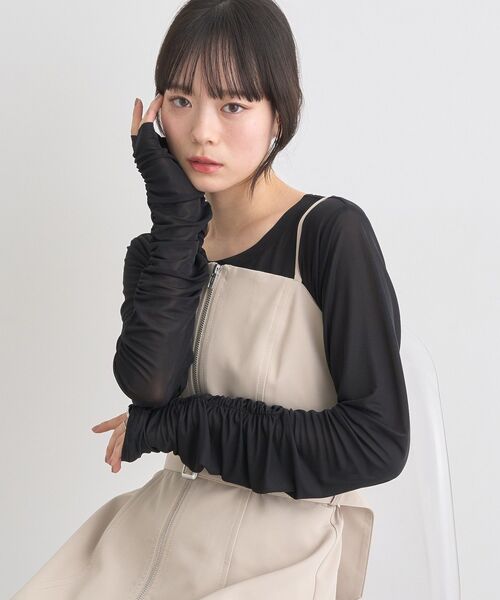 earth music&ecology(アースミュージックアンドエコロジー)の「シャーリングスリーブシアープルオーバー(Tシャツ/カットソー・レディース・ブラック/グレー/アイボリー/ラベンダー/レモンイエロー・FREE)」の17枚目の写真