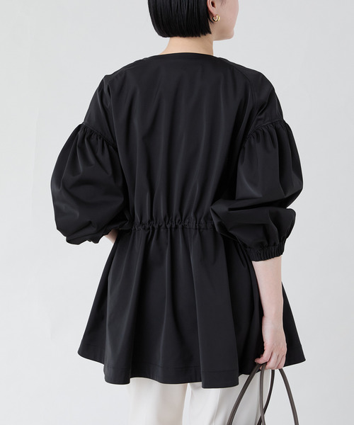 ノーカラーギャザーZIPブルゾン（その他アウター）｜VERMEIL par iena