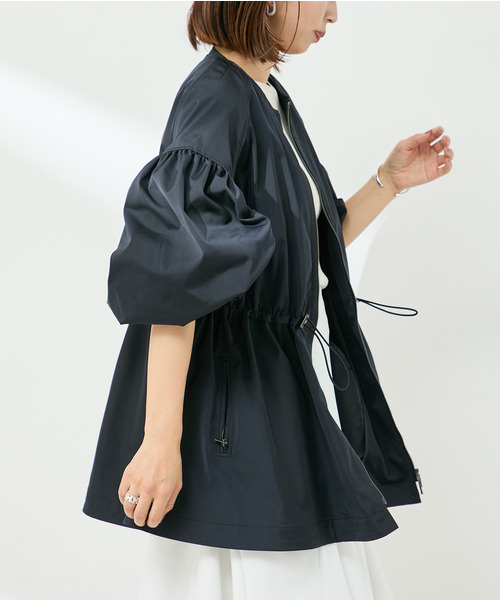 ノーカラーギャザーZIPブルゾン（その他アウター）｜VERMEIL par iena