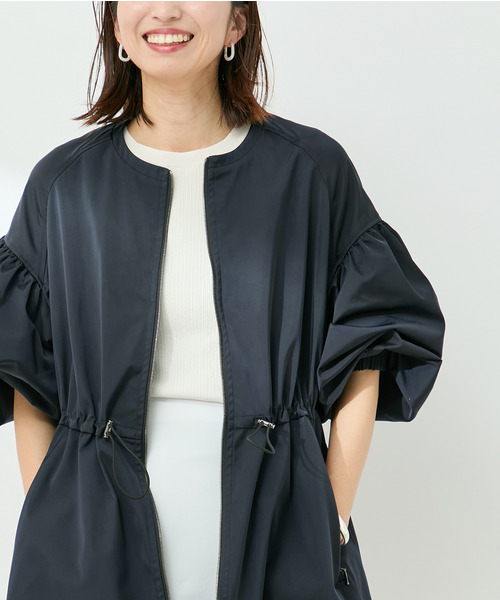 VERMEIL par iena(ヴェルメイユパーイエナ)の「ノーカラーギャザーZIPブルゾン(その他アウター・レディース・ブラック/モカ・FREE)」の16枚目の写真