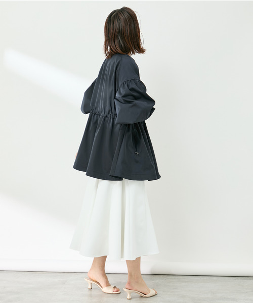 VERMEIL par ienaノーカラーギャザーZIPブルゾン ノーカラーギャザーZIPブルゾン（その他ブルゾン／アウター）｜VERMEIL