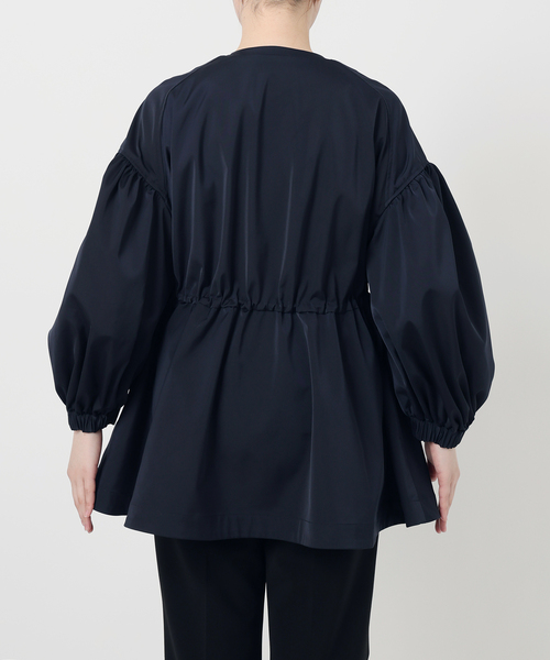 VERMEIL par iena ノーカラーギャザーZIPブルゾン　ブラック ノーカラーギャザーZIPブルゾン（その他ブルゾン／アウター）｜VERMEIL