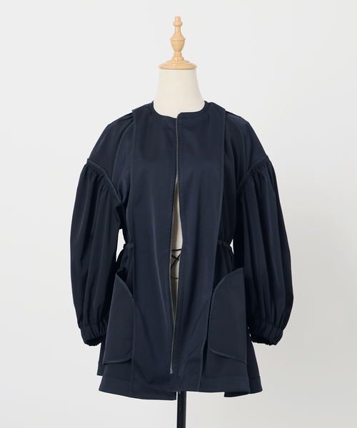 ノーカラーギャザーZIPブルゾン（その他アウター）｜VERMEIL par iena