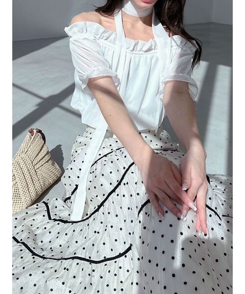 RESEXXY（リゼクシー）の「チョーカーコンビブラウス（シャツ/ブラウス・レディース・その他1/ホワイト/ピンク・FREE）」の2枚目の写真