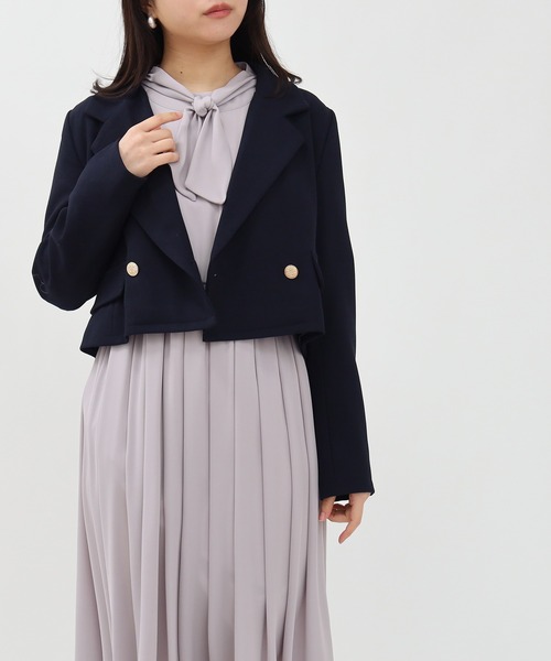ASTORIA ODIER(アストリアオディール)の「シフォンジョーゼットボウタイワンピース(ワンピース・レディース・ピンクベージュ/ラベンダー/ネイビー・MEDIUM/LARGE)」の3枚目の写真