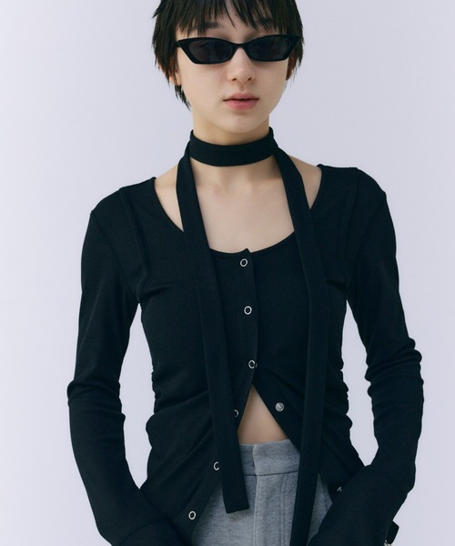 josemoon トップス JOSEMOON SHIRT with PEARL(F BLACK): TOPSjosemoon