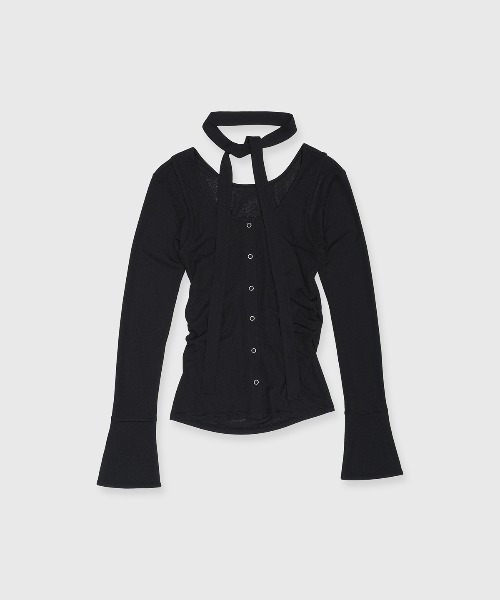 トップス josemoon scarf choker tops JOSEMOON SCARF CHOKER TOPS BLACK