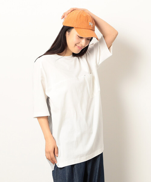 Purple&Yellow（パープルアンドイエロー）の「布帛切り替えバックプリントＴシャツ（Tシャツ/カットソー・メンズ・ホワイト/オートミール/ブラック/ベージュ・SMALL/LARGE/MEDIUM）」の11枚目の写真